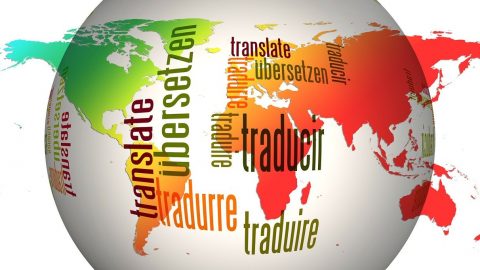 Globus mit Sprachen der Welt